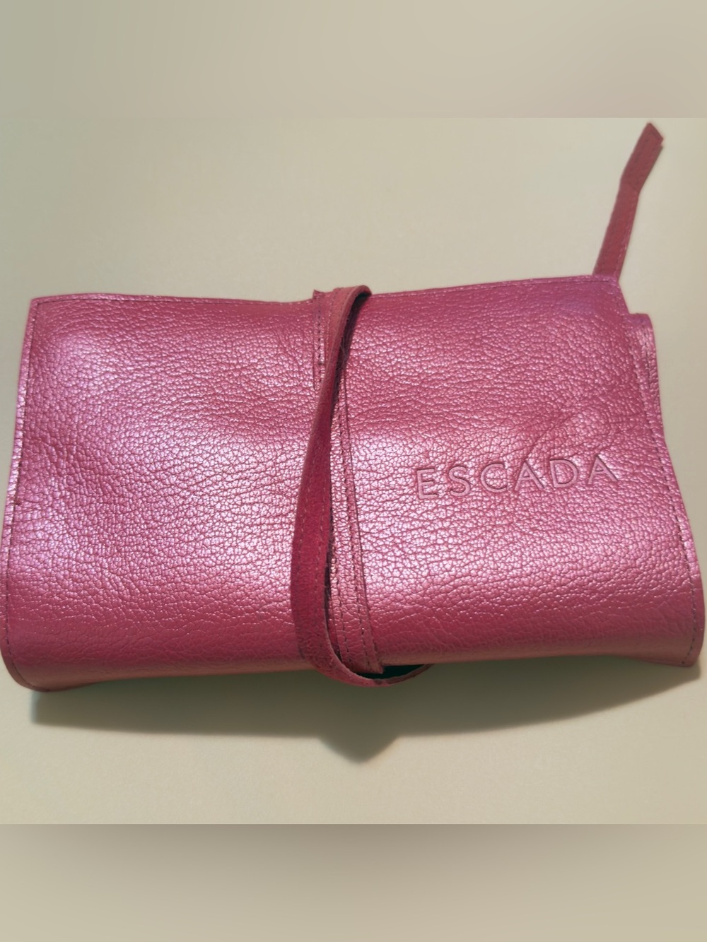 Escada Metallic Pink Leather jewelry bag